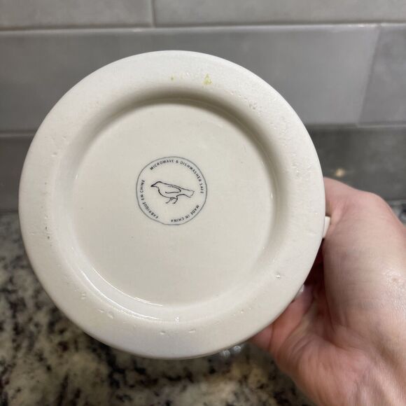 Anthropologie Monogram Initial “P” Coffee Mug Black White 12 Ounces - Picture 3 of 6